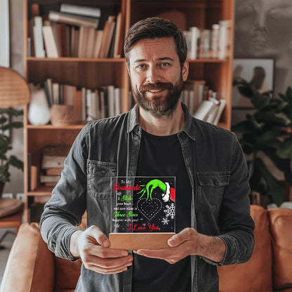 Soulmate Gift - Stole My Heart - Christmas Acrylic Plaque with Lighted LED wooden Base - Mallard Moon Gift Shop