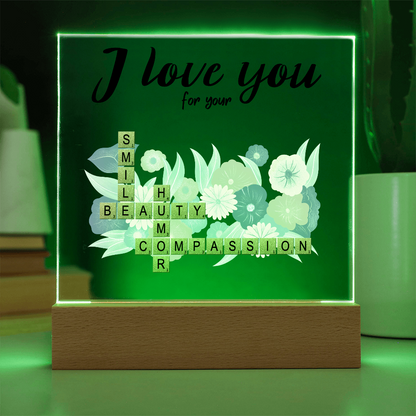 Personalized Crossword Puzzle Acrylic Plaque - Valentine's Day, Anniversary, Birthday Gift for Soulmates - Mallard Moon Gift Shop