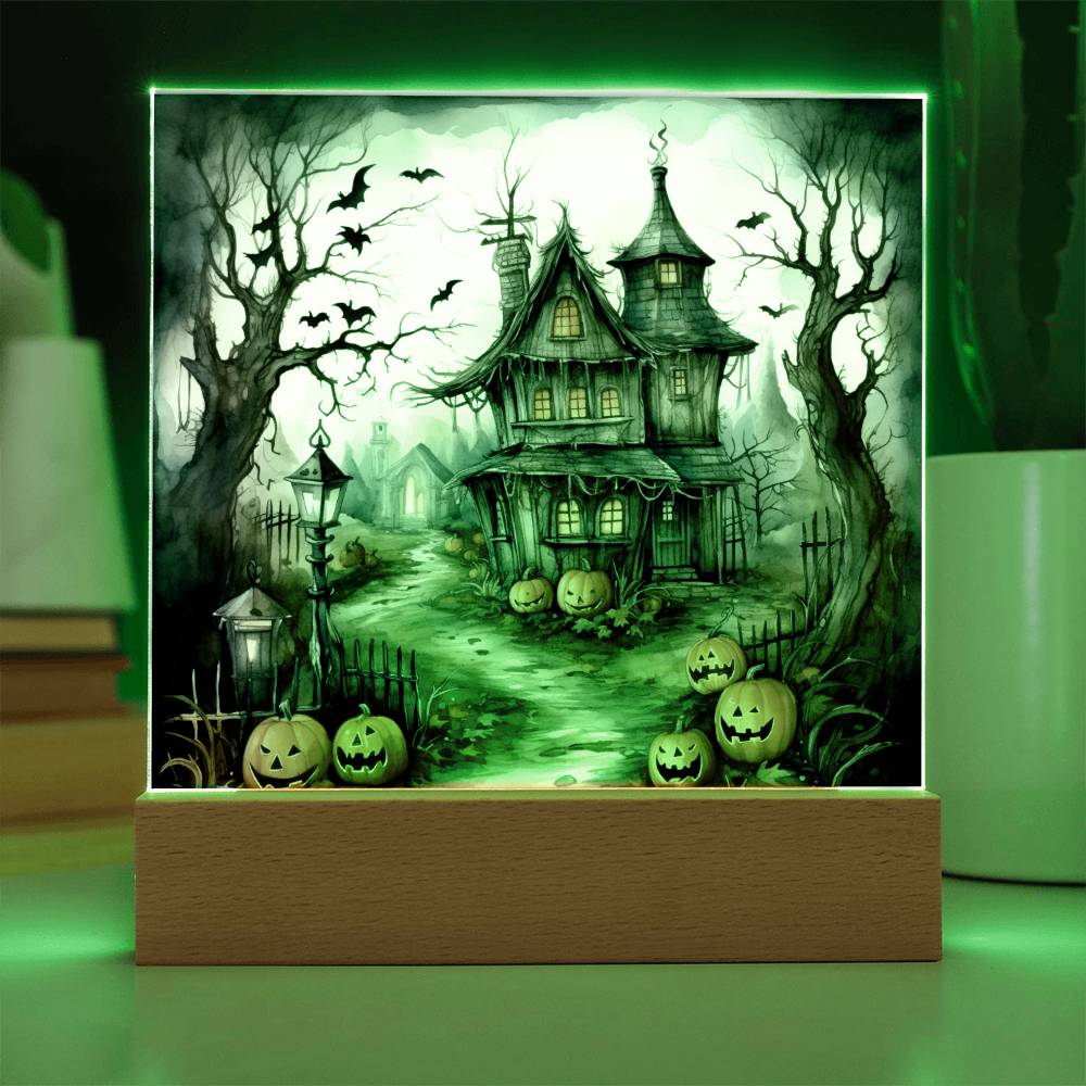 Midnight Manor: Premium Acrylic Halloween Plaque - Mallard Moon Gift Shop