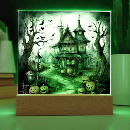 Midnight Manor: Premium Acrylic Halloween Plaque - Mallard Moon Gift Shop