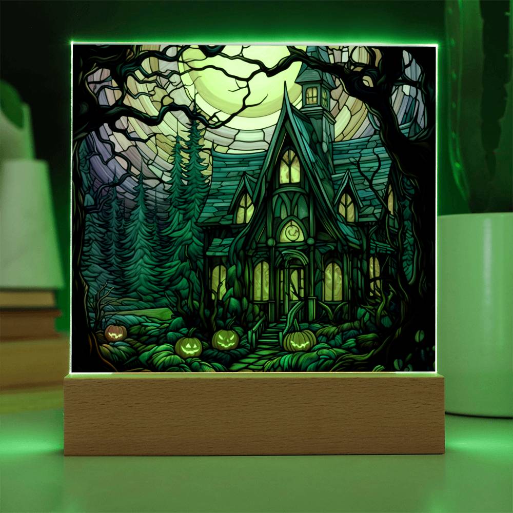 Ghoulish Mansion: Halloween Acrylic Plaque - Mallard Moon Gift Shop