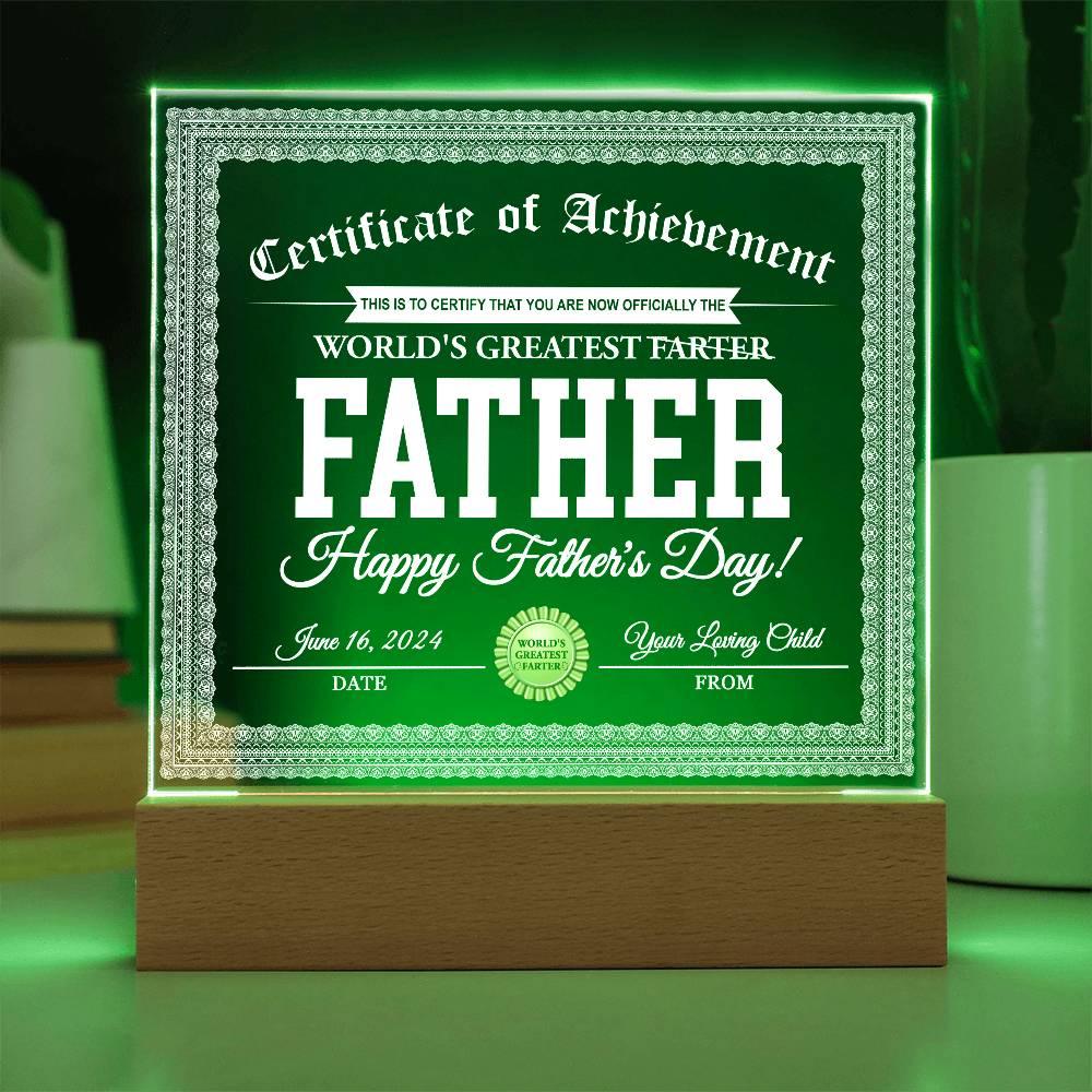 Dad Gift - World's Greatest Farter Funny Personalized Acrylic Plaque - Mallard Moon Gift Shop