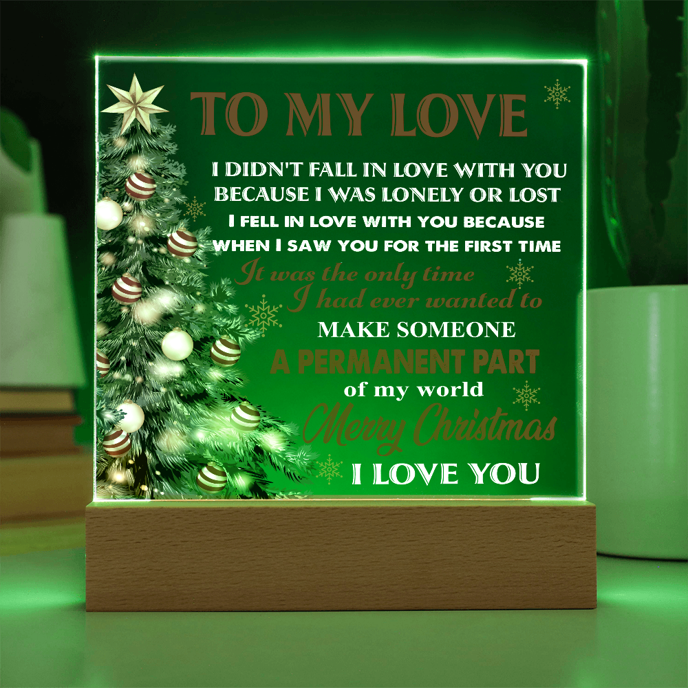 To My Love Acrylic LED Plaque – Romantic Christmas Tree Light Gift | “Permanent Part of My World” Holiday Keepsake