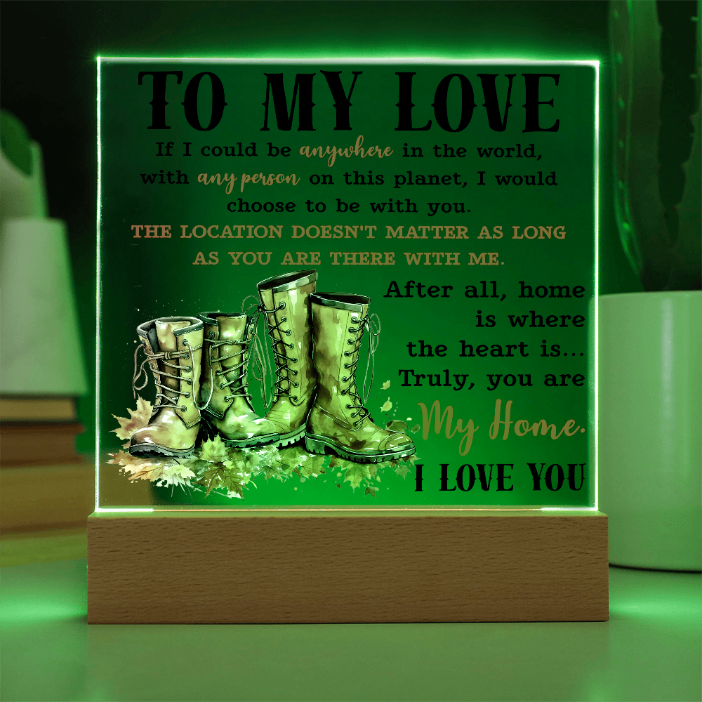 To My Love Acrylic Plaque – Romantic Fall Gift for Husband, Wife, or Partner | “You Are My Home” LED Light Display