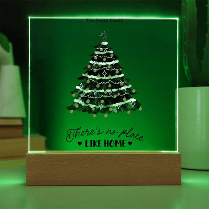 Personalized Christmas Tree Acrylic Plaque with Lighted LED Wooden Base - Mallard Moon Gift Shop