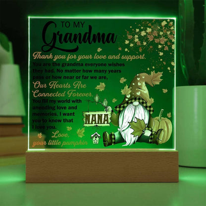 Grandma - Thank You for Your Love And Support Acrylic Square Plaque with LED Wooden Base - Mallard Moon Gift Shop