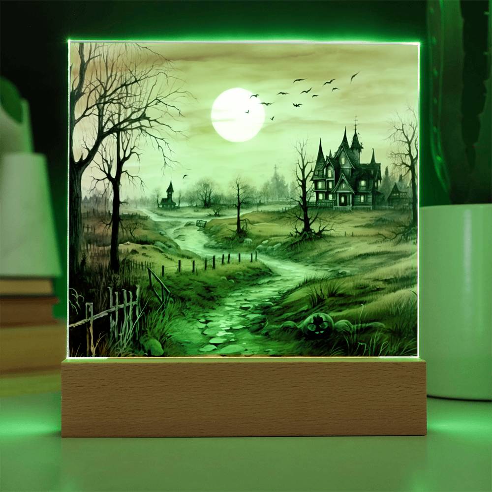 Ghost Manor: Acrylic Halloween Plaque - Mallard Moon Gift Shop