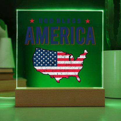 God Bless America Patriotic Acrylic Plaque - Mallard Moon Gift Shop