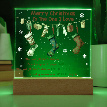 Merry Christmas to the One I Love Acrylic Plaque – Romantic Holiday LED Light Gift | Christmas Stockings Home Décor