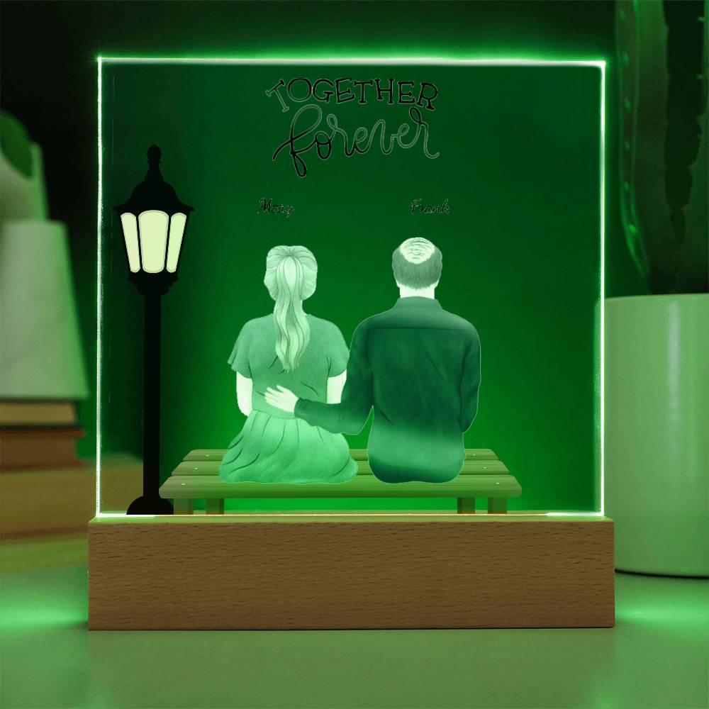 Anniversary, Birthday, Christmas Personalized Couples Romantic Sitting in the Park Acrylic Plaque - Mallard Moon Gift Shop