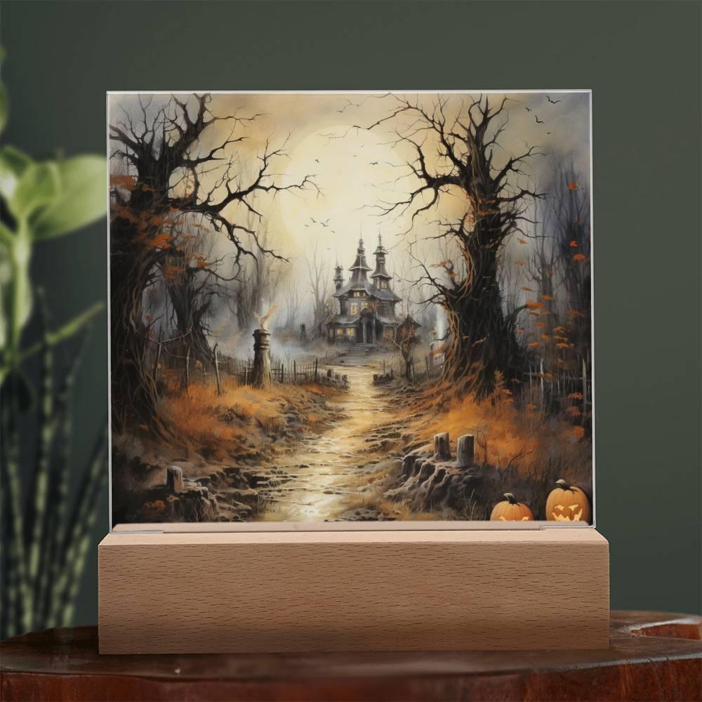 Witching Manor: Halloween's Spooktacular Acrylic Plaque - Mallard Moon Gift Shop