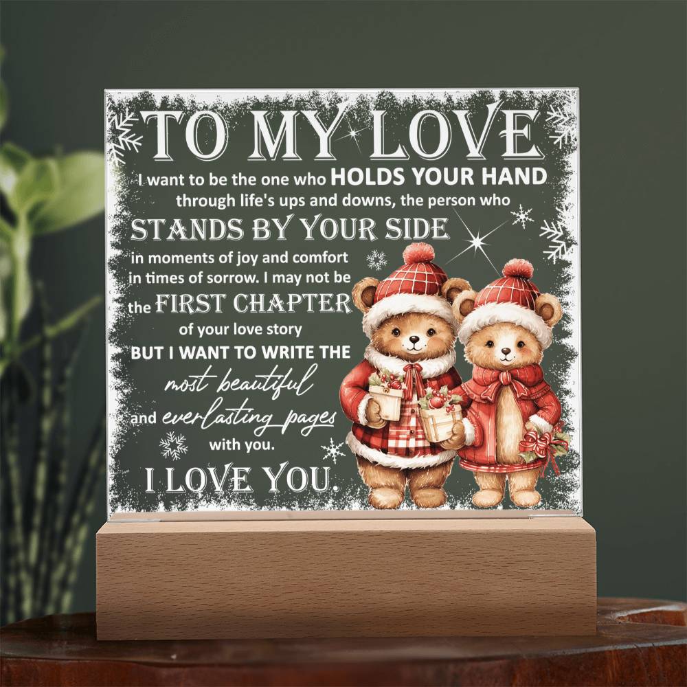 To My Love Acrylic Plaque – Romantic Winter Bears LED Light Gift | Christmas Love Keepsake for Him or Her