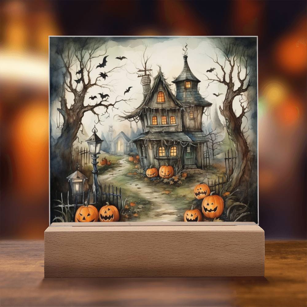 Midnight Manor: Premium Acrylic Halloween Plaque - Mallard Moon Gift Shop