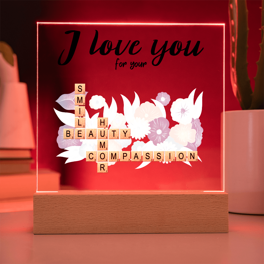 Personalized Crossword Puzzle Acrylic Plaque - Valentine's Day, Anniversary, Birthday Gift for Soulmates - Mallard Moon Gift Shop