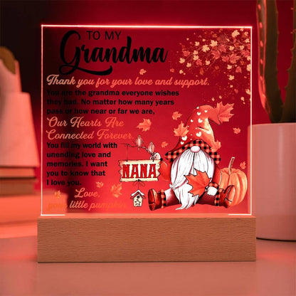 Grandma - Thank You for Your Love And Support Acrylic Square Plaque with LED Wooden Base - Mallard Moon Gift Shop