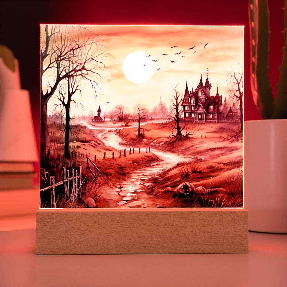 Ghost Manor: Acrylic Halloween Plaque - Mallard Moon Gift Shop