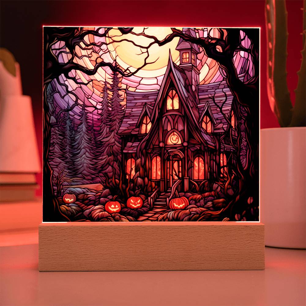 Ghoulish Mansion: Halloween Acrylic Plaque - Mallard Moon Gift Shop