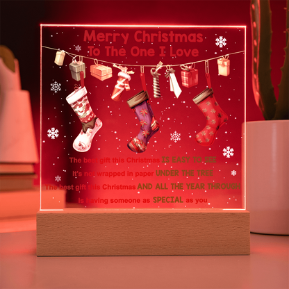 Merry Christmas to the One I Love Acrylic Plaque – Romantic Holiday LED Light Gift | Christmas Stockings Home Décor
