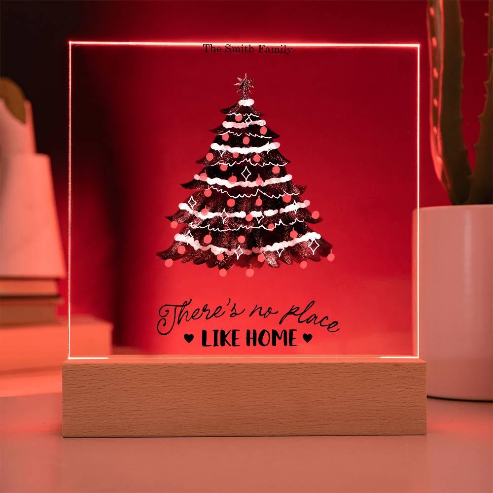 Personalized Christmas Tree Acrylic Plaque with Lighted LED Wooden Base - Mallard Moon Gift Shop