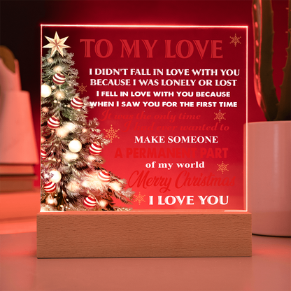 To My Love Acrylic LED Plaque – Romantic Christmas Tree Light Gift | “Permanent Part of My World” Holiday Keepsake