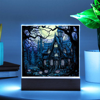 Ghoulish Mansion: Halloween Acrylic Plaque - Mallard Moon Gift Shop