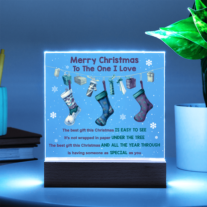 Merry Christmas to the One I Love Acrylic Plaque – Romantic Holiday LED Light Gift | Christmas Stockings Home Décor