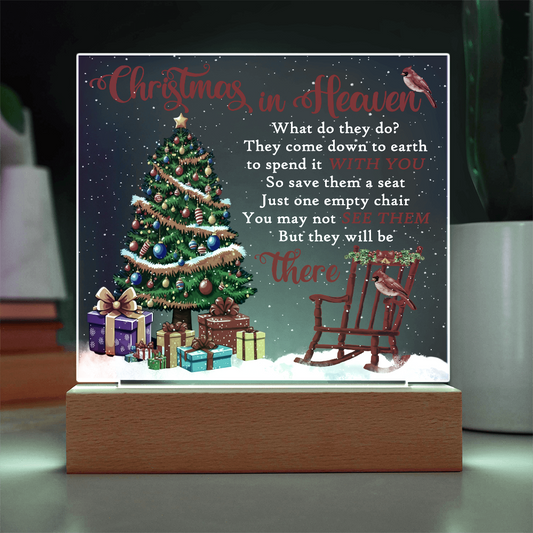 Christmas in Heaven Acrylic Plaque – Memorial LED Light Display | Comforting Holiday Remembrance Gift