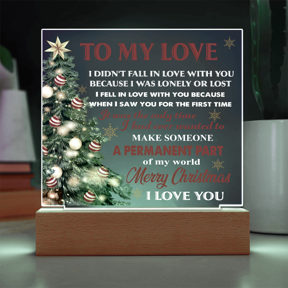 To My Love Acrylic LED Plaque – Romantic Christmas Tree Light Gift | “Permanent Part of My World” Holiday Keepsake
