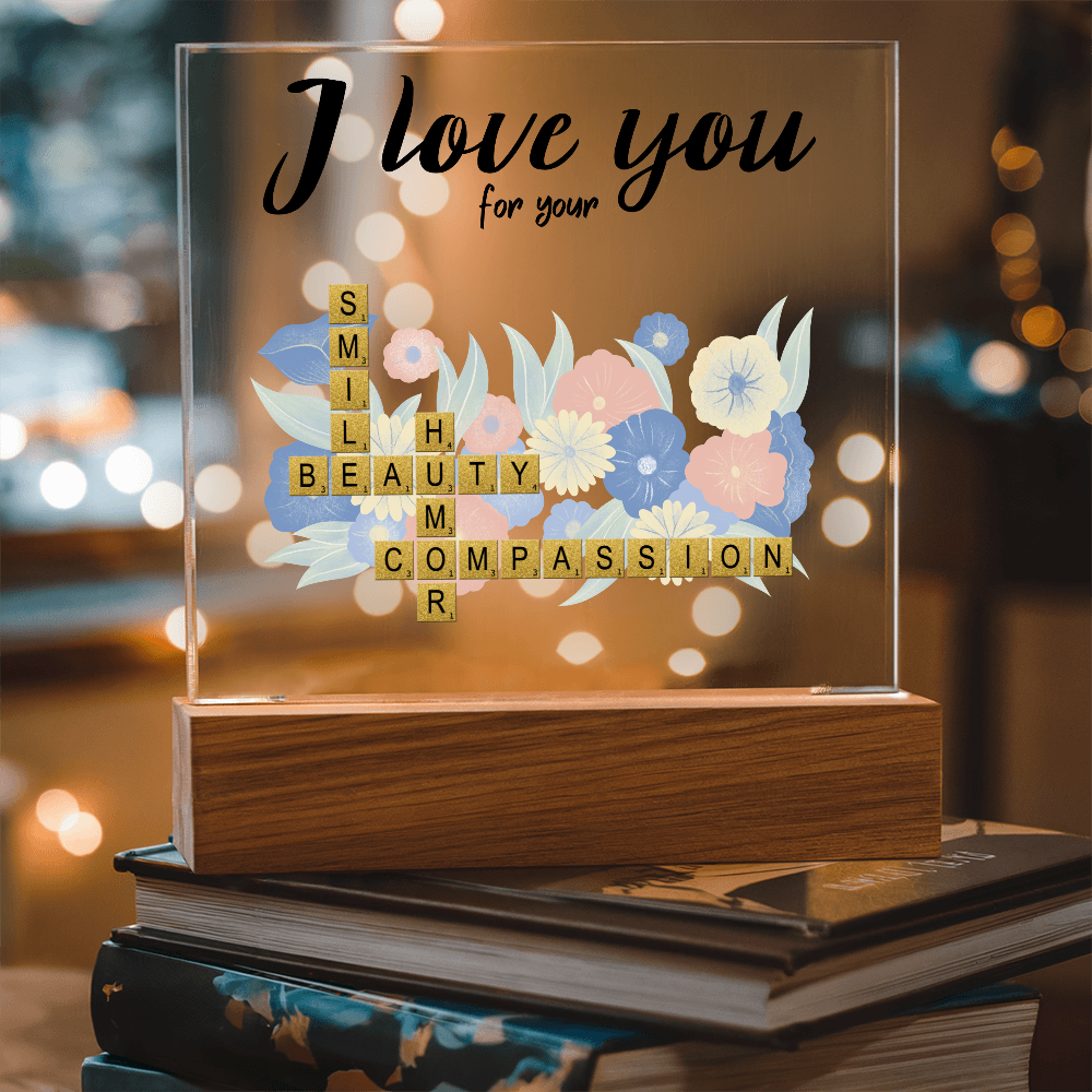 Personalized Crossword Puzzle Acrylic Plaque - Valentine's Day, Anniversary, Birthday Gift for Soulmates - Mallard Moon Gift Shop