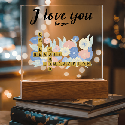 Personalized Crossword Puzzle Acrylic Plaque - Valentine's Day, Anniversary, Birthday Gift for Soulmates - Mallard Moon Gift Shop