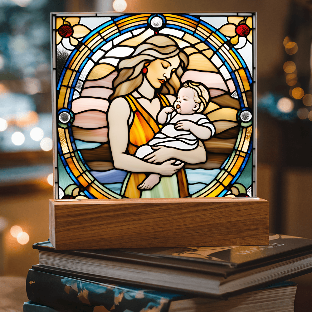 Guided by Love Stained Glass-Style LED Acrylic Plaque – A Beautiful Mother's Day or New Mom Baby Shower Gift - Mallard Moon Gift Shop