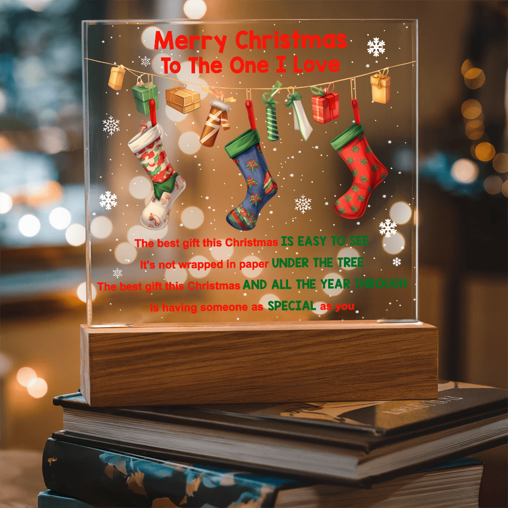 Merry Christmas to the One I Love Acrylic Plaque – Romantic Holiday LED Light Gift | Christmas Stockings Home Décor
