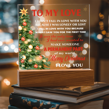 To My Love Acrylic LED Plaque – Romantic Christmas Tree Light Gift | “Permanent Part of My World” Holiday Keepsake
