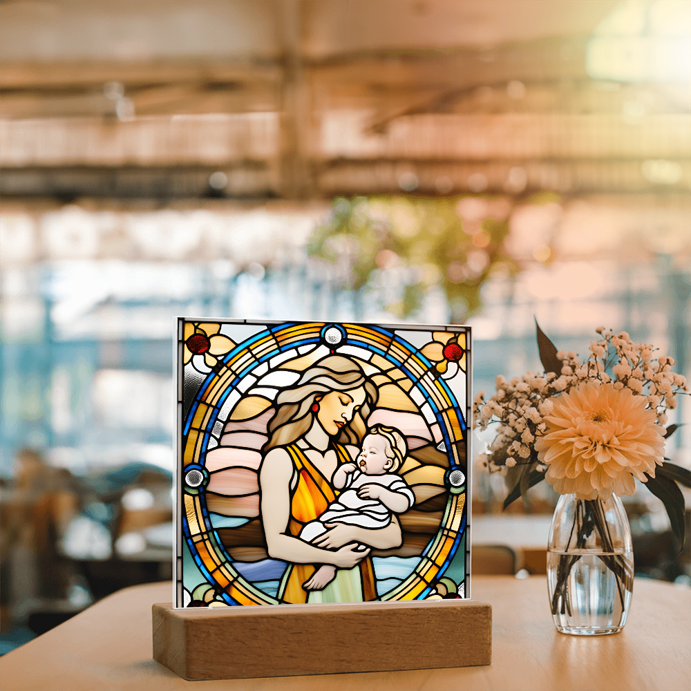 Guided by Love Stained Glass-Style LED Acrylic Plaque – A Beautiful Mother's Day or New Mom Baby Shower Gift - Mallard Moon Gift Shop