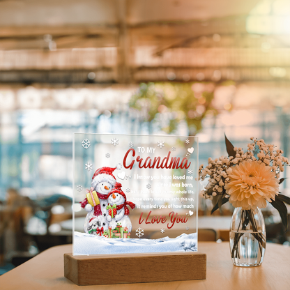 To My Grandma Acrylic Plaque – Snowman Family LED Light Gift | Heartfelt “I Love You” Christmas Keepsake for Grandmother