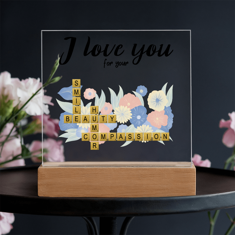 Personalized Crossword Puzzle Acrylic Plaque - Valentine's Day, Anniversary, Birthday Gift for Soulmates - Mallard Moon Gift Shop