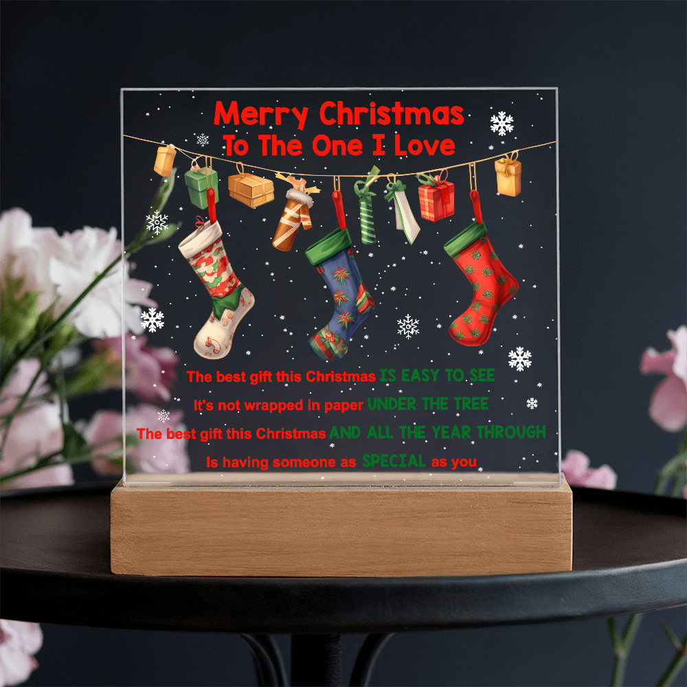 Merry Christmas to the One I Love Acrylic Plaque – Romantic Holiday LED Light Gift | Christmas Stockings Home Décor