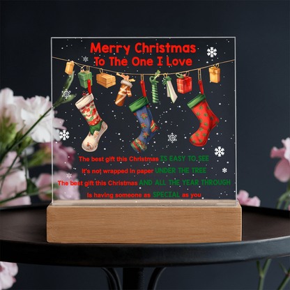 Merry Christmas to the One I Love Acrylic Plaque – Romantic Holiday LED Light Gift | Christmas Stockings Home Décor