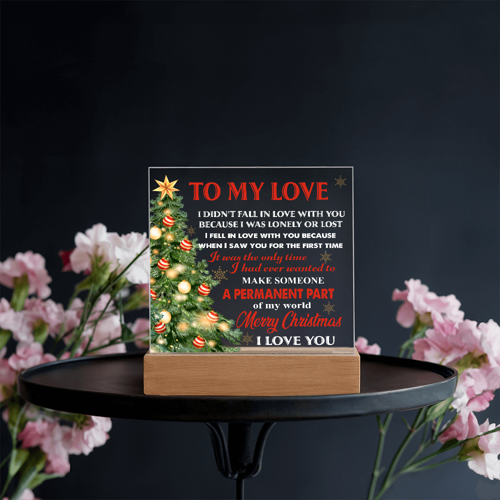 To My Love Acrylic LED Plaque – Romantic Christmas Tree Light Gift | “Permanent Part of My World” Holiday Keepsake