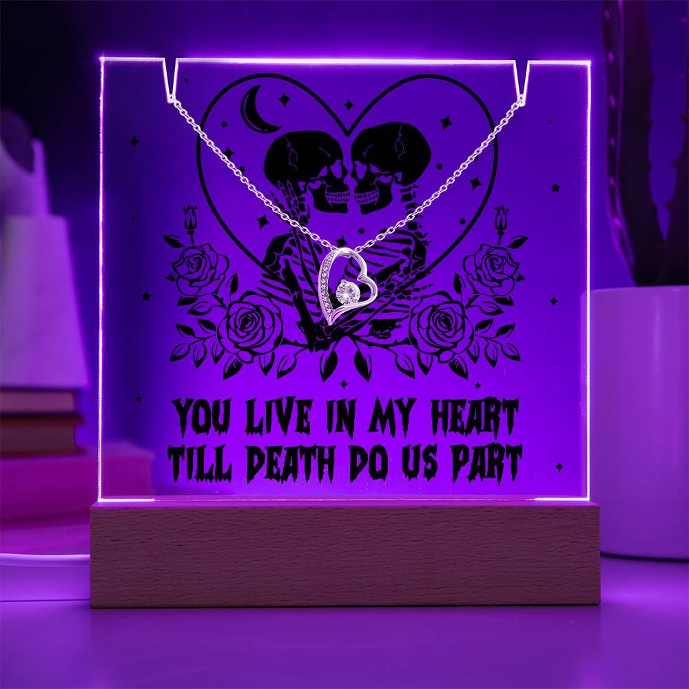 Gift for Soulmate, Wife - You live in my Heart till Death Do Us Part - Forever Love Necklace with Acrylic Plaque - Mallard Moon Gift Shop