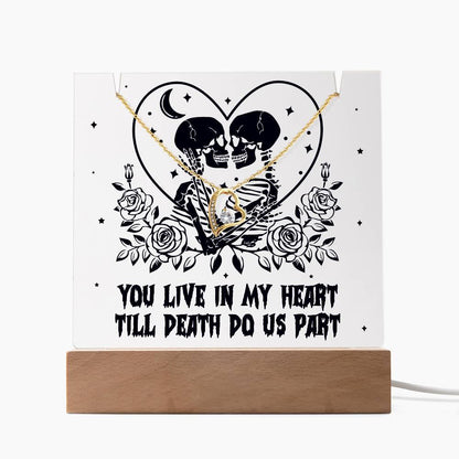 Gift for Soulmate, Wife - You live in my Heart till Death Do Us Part - Forever Love Necklace with Acrylic Plaque - Mallard Moon Gift Shop