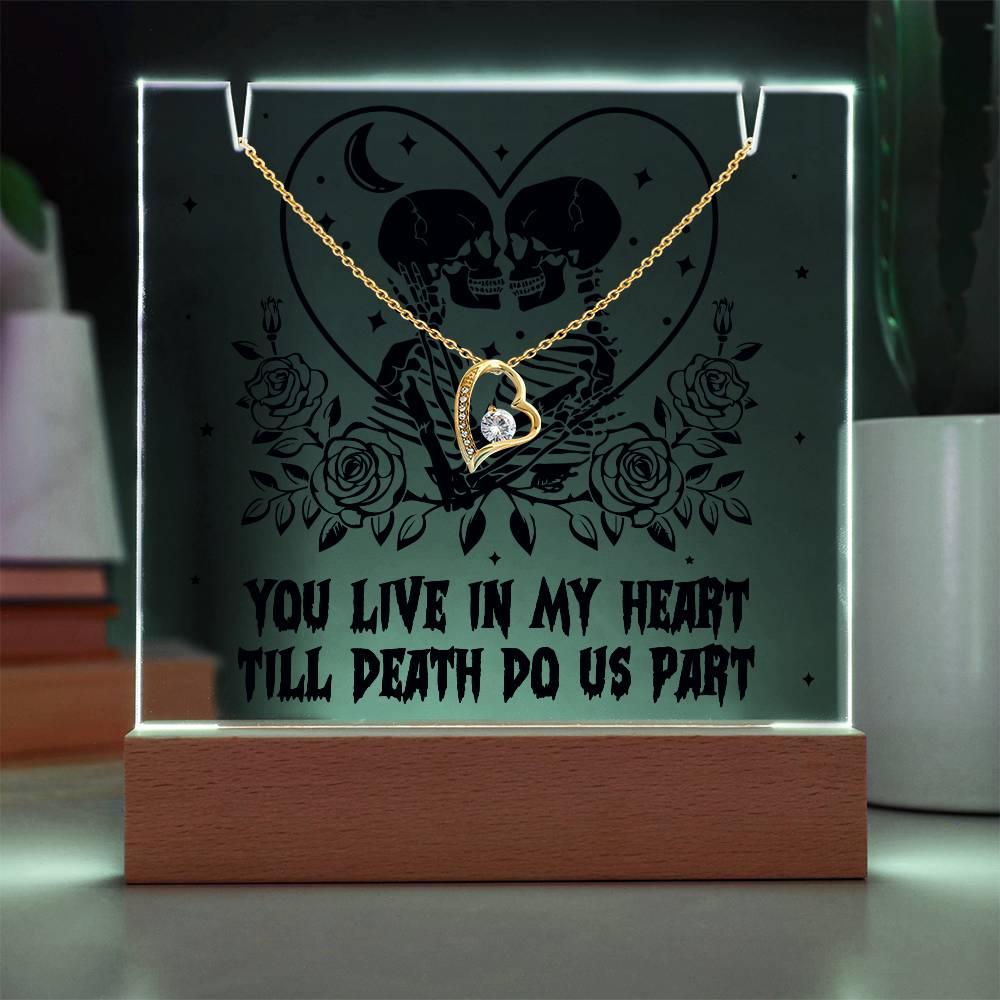 Gift for Soulmate, Wife - You live in my Heart till Death Do Us Part - Forever Love Necklace with Acrylic Plaque - Mallard Moon Gift Shop