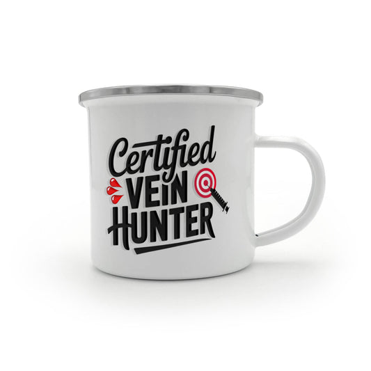 Certified Vein Hunter Camping Mug – Funny Phlebotomist Gift for Lab Techs, Nurses & Healthcare Workers - Mallard Moon Gift Shop