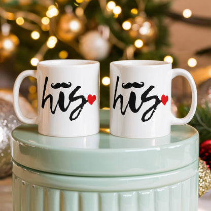 His and Hers Coffee Mug Set – Romantic Ceramic Mug Pair (11oz/15oz) for Couples, Anniversary, or Valentine’s Day - Mallard Moon Gift Shop