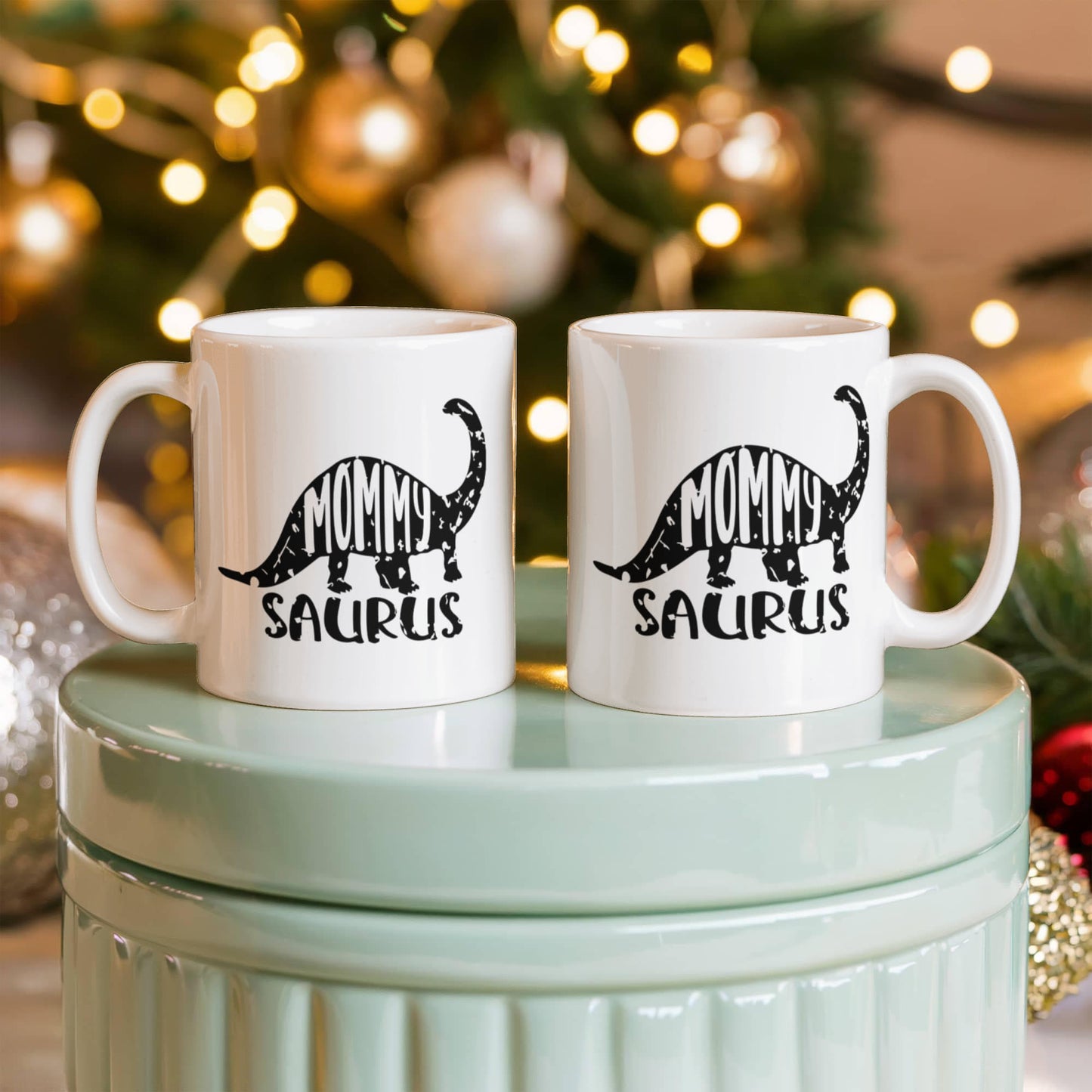 Mommy Saurus Dinosaur Mug – Funny Gift for Moms – White Ceramic Coffee Mug - Mallard Moon Gift Shop