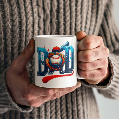 Baseball Dad Mug – Sports-Themed Ceramic Coffee Cup – Gift for Baseball-Loving Father or Coach - Mallard Moon Gift Shop
