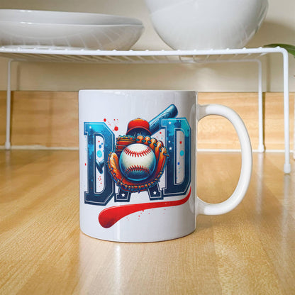 Baseball Dad Mug – Sports-Themed Ceramic Coffee Cup – Gift for Baseball-Loving Father or Coach - Mallard Moon Gift Shop