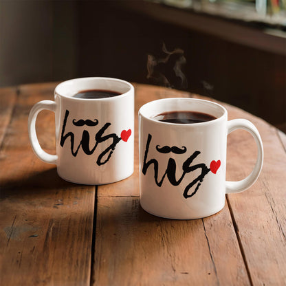 His and Hers Coffee Mug Set – Romantic Ceramic Mug Pair (11oz/15oz) for Couples, Anniversary, or Valentine’s Day - Mallard Moon Gift Shop