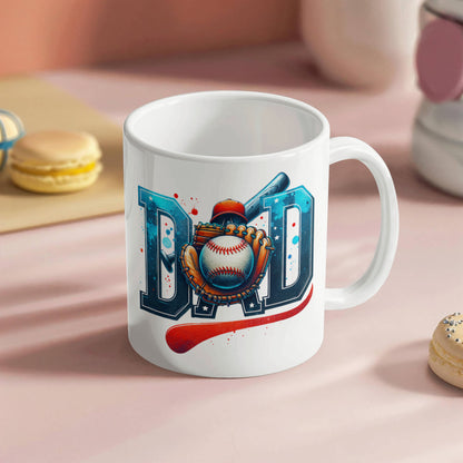 Baseball Dad Mug – Sports-Themed Ceramic Coffee Cup – Gift for Baseball-Loving Father or Coach - Mallard Moon Gift Shop