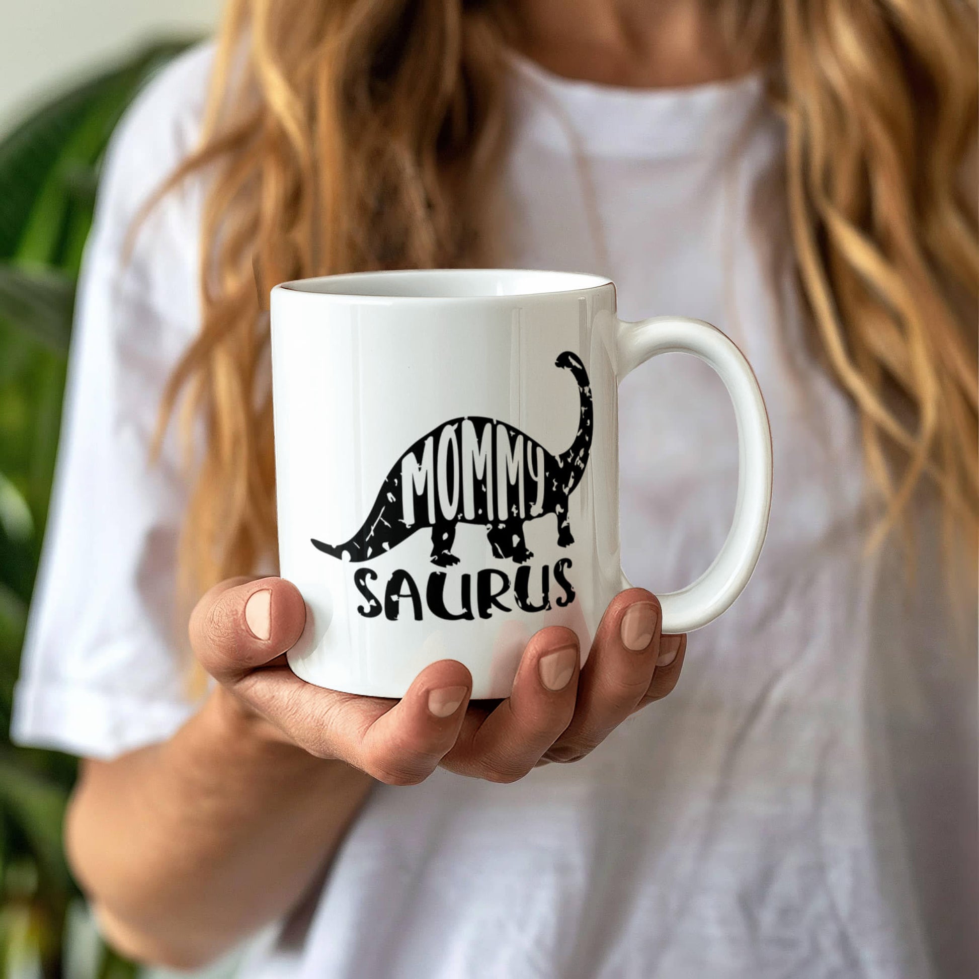 Mommy Saurus Dinosaur Mug – Funny Gift for Moms – White Ceramic Coffee Mug - Mallard Moon Gift Shop